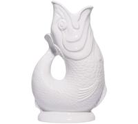 The Original Gluggle Jug - Glug Jug XL, 28cm 1.4L - Gug Glug Fish Shaped Jug - Decorative Glugging Water, Cocktail, Wine & Gin Pitcher, Decanter or Vase - Hand Made in Britain (White)