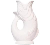 The Original Gluggle Jug - White Glug Jug in L, 22cm 0.6L - Gug Glug Fish Shaped Jug - Decorative Glugging Water, Cocktail, Wine & Gin Pitcher, Decanter or Vase - Hand Made in Britain