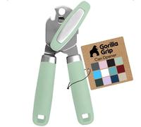 The Original GORILLA GRIP Heavy Duty Stainless Steel Smooth Edge Manual Can Opener and Bottle Openers, Soft Ergonomic Handle, Oversized Handheld Easy Turn Knob, Multifunctional Kitchen Tool, Mint
