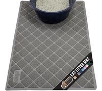 GORILLA GRIP Cat Litter Box Mat, Water Resistant Kitty Litter Trapping Mat, Textured Backing, Easy to Clean, Less Waste and Clean Floors, Kitten Supplies for Indoor Cats, Soft on Paws, 24x17 Gray