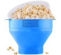 The Original Korcci Microwaveable Silicone Popcorn Popper, Microwave Popcorn Popper, Collapsible Microwave Popcorn Maker Bowl, No Oil Required, Use In Microwave, Dishwasher Safe (Light Blue)