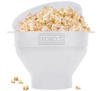 The Original Korcci Microwaveable Silicone Popcorn Popper, Microwave Popcorn Popper, Collapsible Microwave Popcorn Maker Bowl, No Oil Required, Use In Microwave, Dishwasher Safe (White)