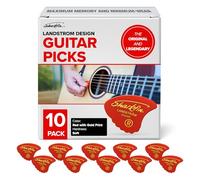 The original legendary Landstrom design from Sweden Sharkfin guitar picks 10 Pack Red Goldprint Soft