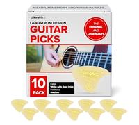 The original legendary Landstrom design from Sweden Sharkfin guitar picks 10 Pack White Goldprint Medium