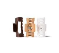 The Original Mello Hair Claw Clip Squishy Claw Clip Made in Korea Patent Pending 30021976 (Dark Brown, Light Brown, White, 3 Pack Small)