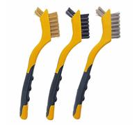 The ORIGINAL Mini Wire Brush Scrapers (Brass, Stainless Steel & Nylon Bristles) for Multi-Purpose Uses with Custom Ridged Soft Grips for Complete Control