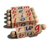 The Original Montessori Phonetic Reading Blocks - Educational Materials for the Beginning Reader - 3 4 5 6 Year Old - Eco Friendly Wooden CVC Manipulative Toy for Early Years Language Learning