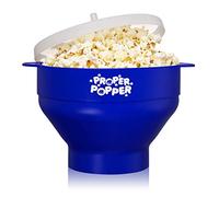 The Original Proper Popper Microwave Popcorn Popper, Silicone Popcorn Maker, Collapsible Bowl BPA Free & Dishwasher Safe - (Blue)