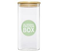 The Original Protein Box with Bamboo Lid - Glass Storage Container with Silicone Ring - Airtight Powder Tin 0.5 kg