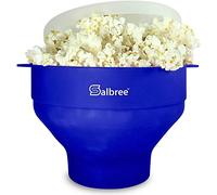 The Original Salbree Collapsible Silicone Microwave Popcorn Popper Maker Machine, Microwavable Bowl Holds 16 Cups, Uses Hot Air and Oil Always Optional - The Most Colors Available (Blue)