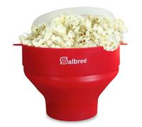 The Original Salbree Collapsible Silicone Microwave Popcorn Popper Maker Machine, Microwavable Bowl Holds 16 Cups, Uses Hot Air and Oil Always Optional - The Most Colors Available (Red)