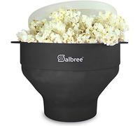 The Original Salbree Collapsible Silicone Microwave Popcorn Popper Maker Machine, Microwavable Bowl Holds 16 Cups, Uses Hot Air and Oil Always Optional - The Most Colors Available (Black)