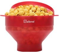 The Original Salbree Microwave Popcorn Popper, Silicone Popcorn Maker, Collapsible Microwavable Bowl - Hot Air Popper - No Oil Required - The Most Colors Available (Clear Red)