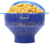 The Original Salbree Microwave Popcorn Popper, Silicone Popcorn Maker, Collapsible Microwavable Bowl - Hot Air Popper - No Oil Required - The Most Colors Available (Clear Blue)