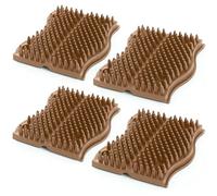 The Original ScratchnAll Animal Scratch Pad, Flexible Acupressure Nubs & Interlocking Design, Very Durable & All-Weather, Great for Domestic, Barnyard and Zoo Animals - USA Made, Brown (4 Pack)