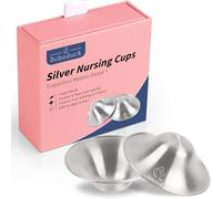 The Original Silver Nursing Cups - Nipple Shields for Nursing Newborn, Newborn Breastfeeding Essentials Must Haves for Soothe and Protect Your Nursing Nipples - Trilaminate 999 Silver
