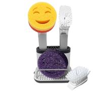 The Original Smiling Handle with Soap Dispensing for Scrub Daddy Sponges and Scrub Moji Sponges, Smile Caddy, and 2 Scrub Mojis (White/Grey Wands)