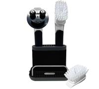 The Original Smiling Handle with Soap Dispensing for Scrub Daddy Sponges & Scrub Moji Sponges with Smilyeez Smile Caddy & Dishwand with 2 Scrub Brushes (Black)
