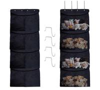 The Original Stuffed Animal Storage, Over Door Toy Storage, Soft Toy Storage, with 4 Hook & Expandable Mesh Pockets,Plush Toys Mesh Hanging Storage For Nursery, Bedroom, Bathroom, Kids Room (BLACK)