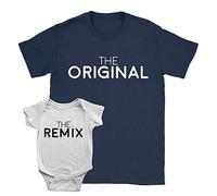 The Original + The Remix Duo Babygrow and T-Shirt 0-3m Babygrow | XL T-Shirt White + Navy New Baby Arrival Father Gift
