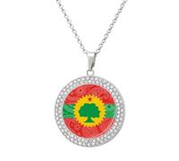The Oromo Liberation Flag Paisley Funny Necklace With Printed Pendant Novelty Diamond Jewelry for Women Men Silver/Gold