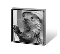 The Otter after Bathing Cute Brooch Pin for Men Women Badge | Square Lapel Pins For Bag Hat Wedding Party