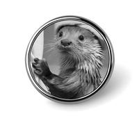 The Otter after Bathing Cute Brooch Pin for Women Men Badge | Round Lapel Pins For Bag Hat Wedding Party