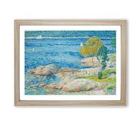 The Outer Harbour By Childe Hassam Classic Painting Framed Wall Art Print, Ready to Hang Picture for Living Room Bedroom Home Office Décor, Oak A2 (64 x 46 cm)