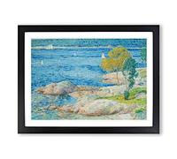 The Outer Harbour By Childe Hassam Classic Painting Framed Wall Art Print, Ready to Hang Picture for Living Room Bedroom Home Office Décor, Black A4 (34 x 25 cm)