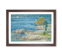 The Outer Harbour by Childe Hassam Framed Print | A2 Walnut Framed Wall Art | Ready to Hang | Modern Nature Picture | Living Room Bedroom Lounge Office