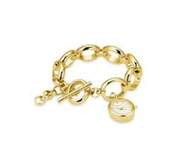 The Oval Charm Chain White Gold with white dial and 15x18mm gold case SWGSG-OV13 stainless steel.
