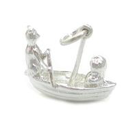 The Owl and Pussy Cat in boat sterling silver charm .925 x 1 Nursery Rhyme