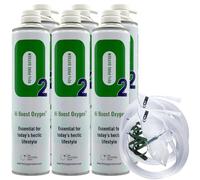 The Oxygen Store Hi Boost Oxygen Can 60 litres with Mask Boost Your Oxygen Levels Oxygen Therapy - Great for Sport, Work, Health Increased Concentration and Energy - Made in The UK (6 cans 1 mask)