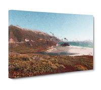 The Pacific Coast Highway In California Canvas Print | Gallery Wrapped 30mm Frame Wall Art | 20x14 inches | Ready to Hang | Modern Seascape Picture | Living Room Bedroom Lounge Office