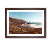 The Pacific Coast Highway in California Framed Print | A2 Walnut Framed Wall Art | Ready to Hang | Modern Beach Picture | Living Room Bedroom Lounge Office