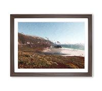 The Pacific Coast Highway In California Modern Art Framed Print | A2 Walnut Framed Wall Art | Ready to Hang | Modern Beach Picture | Living Room Bedroom Lounge Office