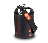 The Pack Wolf Company - Waterproof Dry Bag, Waterproof Backpack with Adjustable Shoulder Strap, Durable Dry Bag for Kayaking, Rafting, Boating and More, Waterproof Bags, 2L, Black/Orange