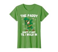 The Paddy Don't Start Til I Walk in - Funny St Patricks Day T-Shirt, Women, Grass Green, Small