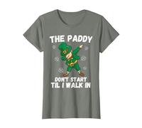 The Paddy Don't Start Til I Walk in - Funny St Patricks Day T-Shirt, Women, Olive Heather, Small