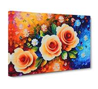 The Painted Roses Vol.2 Canvas Print | Gallery Wrapped 30mm Frame Wall Art | 30x20 inches | Ready to Hang | Abstract Floral Picture | Living Room Bedroom Lounge Office