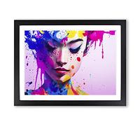 The Painted Woman Abstract Framed Wall Art Print A2 Black