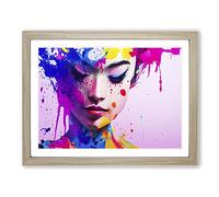 The Painted Woman Abstract Framed Wall Art Print A2 Oak