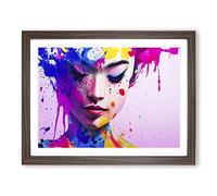 The Painted Woman Abstract Framed Wall Art Print A2 Walnut