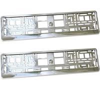 The Pair 2 x Super Chrome Appearance Car Registration License Number Plate Universal Surrounds Holders Frames for Visual Tuning