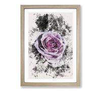 The Pale Purple Rose Watercolour Framed Print | A2 Oak Framed Wall Art | Ready to Hang | Modern Floral Picture | Living Room Bedroom Lounge Office
