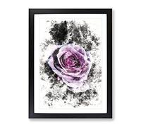 The Pale Purple Rose Watercolour Modern Framed Wall Art Print, Ready to Hang Picture for Living Room Bedroom Home Office Décor, Black A4 (34 x 25 cm)