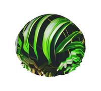 The palm green leaf shower caps with double layer hold your hair well no matter when showering or bathing.