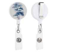 The Palm Tree Blue Indigo Retractable Badge Holder Reel Clip ID Card Holder for Doctor Nurse Student Office Worker
