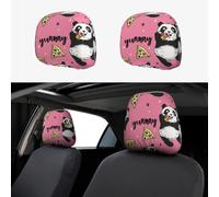 The Panda Is Eating Pizza Head Rest Cover Car Accessories, 2 Pcs Car Seat Headrest Cover, Washable Headrest Protector Universal Fit To All Car Suvs Truck Van Vehicles Auto