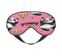The Panda is Eating Pizza Print Sleep Mask with Adjustable Strap, Comfortable Eye Cover for Travel, Yoga, Napping, Sleeping & Relaxation
